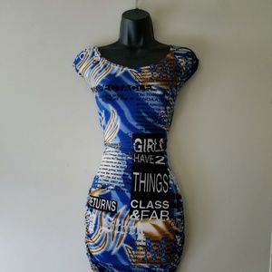 Sexy Blue Stretch Womens Club Party Dress Medium